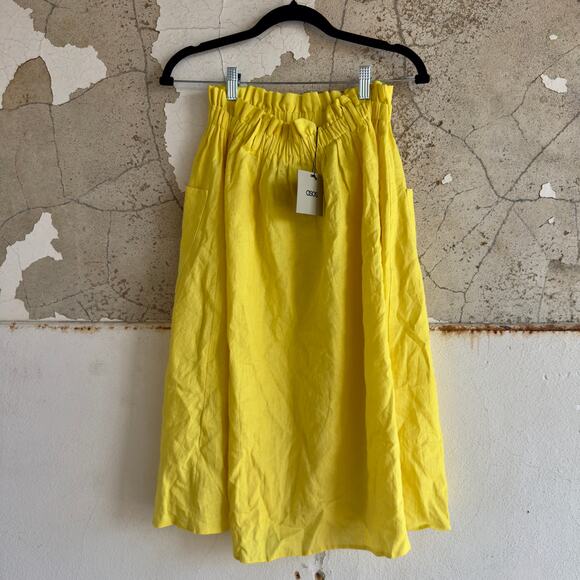 ASOS Yellow Linen Blend Midi‎ Skirt - Picture 4 of 5